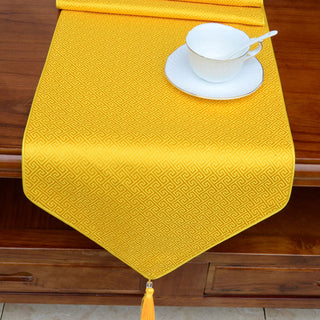 Buddha Gift Prayer Altar Flower Vajra Dragon Pattern Tibetan Auspicious Symbols Tassels Jacquard Table Runner