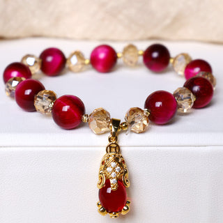 Buddha Gift Red Tiger Eye PiXiu Fox Protection Self Confidence Bracelet