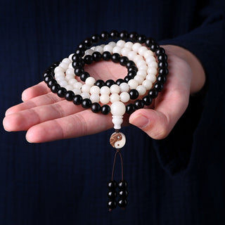 Buddha Gift Ebony YinYang Protection Necklace Mala