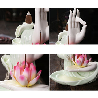 Buddha GiftTibetan Lotus Blessing Incense Burner Decoration