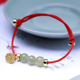 Buddha Gift Natural Jade Lotus Seed Strength Red String Weave Bracelet