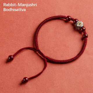 Buddha Gift 925 Sterling Silver Chinese Zodiac Natal Buddha Cinnabar Calm Bracelet