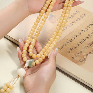 Buddha Gift Natural Bodhi Seed Lotus Dzi Bead Peace Harmony Charm Bracelet