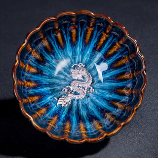 Buddha Gift Lotus Goldfish Auspicious Dragon Phoenix Ceramic Teacup Inlaid Tea Cups 130ml