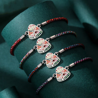 Buddha Gift 925 Sterling Silver Zongzi Pattern Luck Multicolored Handcrafted Bracelet