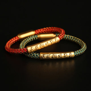 Buddha Gift Handmade 999 Sterling Silver Om Mani Padme Hum Protection Dragon Scale Braided Magnetic Buckle Bracelet