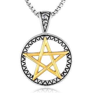 Buddha Gift Pentagram Titanium Steel Balance Necklace Pendant