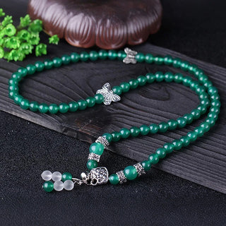 Buddha Gift Natural Green Agate Butterfly Support Bracelet