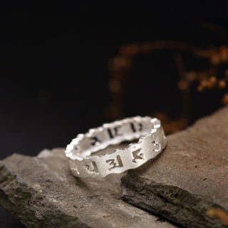 Buddha Gift Tibetan 925 Sterling Silver Om Mani Padme Hum Peace Hollow Ring