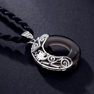 Buddha Gift 12 Constellations of the Zodiac Ice Obsidian Blessing Round Pendant Necklace