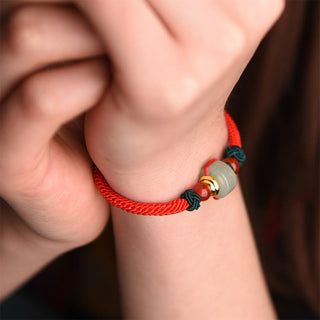 Buddha Gift Tibetan Green Aventurine Luck Braid String Bracelet