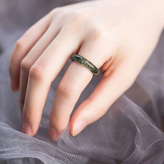 Buddha Gift Moss Agate Healing Balance Ring