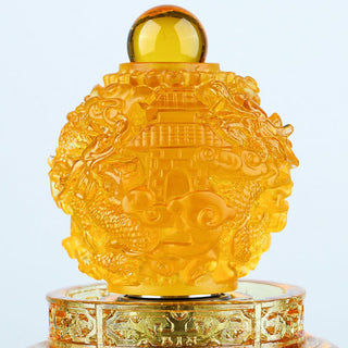 Buddha Gift Feng Shui Auspicious Dragon Handmade Liuli Crystal Rotatable Art Piece Luck Home Office Decoration