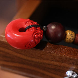 Buddha Gift Natural Cinnabar PiXiu Peace Buckle Blessing Car Key Chain