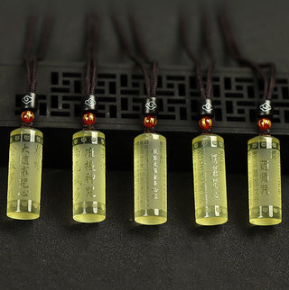 Buddha Gift Heart Sutra Citrine Happiness Strength Necklace Pendant