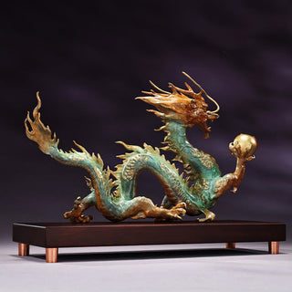 Buddha Gift Year Of The Dragon Auspicious Dragon Brass Copper Luck Success Office Decoration