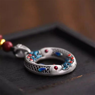 Buddha Gift Koi Fish Peace Buckle Copper Wealth Luck Necklace Pendant
