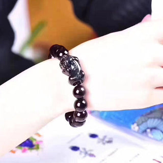 Buddha Gift FengShui PiXiu Rainbow Obsidian Luck Bracelet