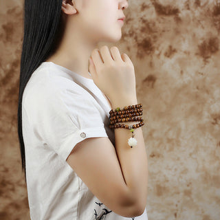 Buddha Gift Tibetan Rosewood Lotus Mala Protection Calm Necklace Bracelet