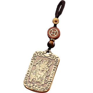Buddha Gift God of Wealth Zhao Gongming Copper Protection Necklace Pendant Key Chain