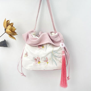Buddha Gift Suzhou Embroidery Camellia Magnolia Peony Lotus Silk Tote Crossbody Bag Shoulder Bag Handbag