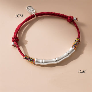 Buddha Gift 999 Sterling Silver Luck Bamboo Attract Fortune Colorful Red Rope Bracelet