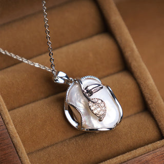 Buddha Gift 18K Gold Plated Copper Natural Baroque Pearl Flower Sincerity Necklace Pendant
