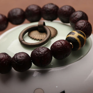 Buddha Gift Tibetan Bodhi Seed Agate Bead Luck Wealth Tassel Charm Wrist Mala