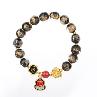 Buddha Gift Tibet Om Mani Padme Hum Fu Character Gourd Charm Lotus Liuli Glass Bead Luck Bracelet