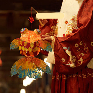 Buddha Gift DIY Good Luck Koi Fish Paper Lantern Lamp Mid-Autumn Festival Child Kids Lantern Decoration