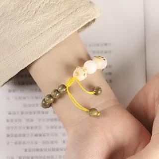 Buddha Gift Natural Green Sandalwood Bodhi Seed Cat Paw Claw Cure Bracelet