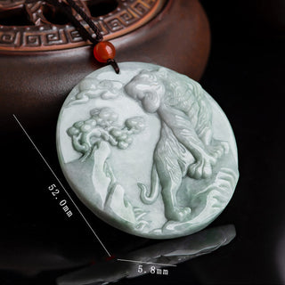 Buddha Gift Chinese Zodiac Tiger Jade Protection Necklace String Pendant