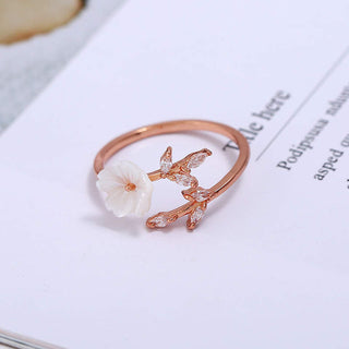 Buddha Gift Plum Blossom Leaf Pattern Copper Luck Ring