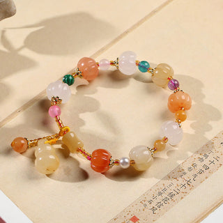 Buddha Gift Natural Golden Silk Jade Crystals Gourd Pixiu Pumpkin Beads Wealth Charm Bracelet