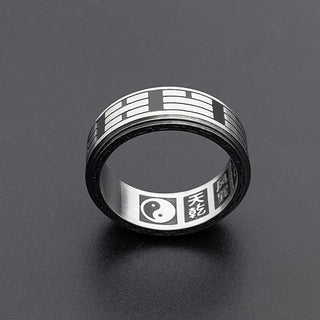 Buddha Gift Bagua Yin Yang Titanium Steel Balance Rotatable Ring