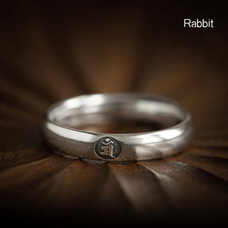 Buddha Gift 925 Sterling Silver Chinese Zodiac Natal Buddha Blessing Couple Ring
