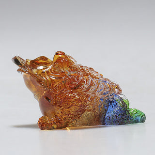 Buddha Gift Feng Shui Frog Handmade Liuli Crystal Art Piece Wealth Home Office Decoration