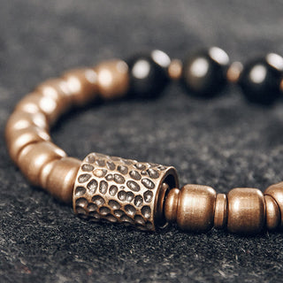 Buddha Gift Lava Rock Stone Rainbow Obsidian Copper Support Healing Bracelet