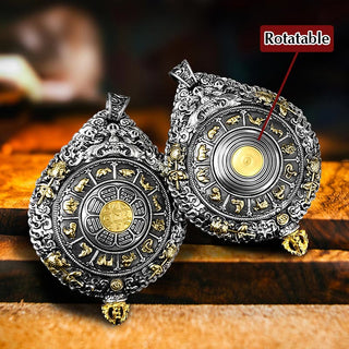 Buddha Gift Chinese Zodiac Natal Buddha Thangka Nine Palaces Eight Diagrams Wealth Rotatable Necklace Pendant