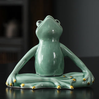 Buddha Gift Meditating Ceramic Zen Frog Statue Decoration