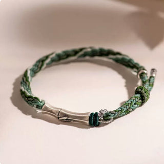 Buddha Gift 925 Sterling Silver Bamboo Reincarnation Knot Luck Protection String Bracelet
