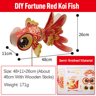 Buddha Gift DIY Fortune Luck Koi Fish Paper Lantern Lamp Mid-Autumn Festival Child Kids Lantern Decoration