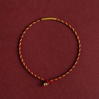 Buddha Gift 14K Gold Plated Handmade Red Gold Rope King Kong Knot Braided Luck Bracelet