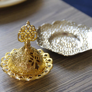 Buddha Gift Gold Leaf Coaster Spiritual Mini Alloy Metal Incense Burner