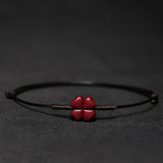 Buddha Gift Handmade Plum Blossom Four Leaf Clover PiXiu Lotus Koi Fish Cinnabar Blessing Braid Bracelet