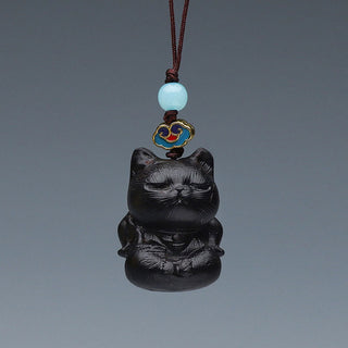 Buddha Gift Green Sandalwood Mini Cute Animal Rabbit Cat Deer Whale Prosperity Phone Hanging Decorations