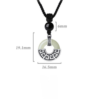 Buddha Gift 925 Sterling Silver Natural Hetian Jade Peace Buckle Prosperity Necklace Pendant