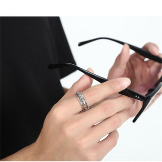 Buddha Gift Tibetan Om Mani Padme Hum PiXiu Engraved Wealth Luck Rotatable Ring