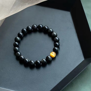 Buddha Gift Natural Rainbow Obsidian Tiger Eye Positive Love Bracelet