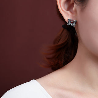 Buddha Gift 925 Sterling Silver Red Agate Butterfly Self-acceptance Ring Earrings Set